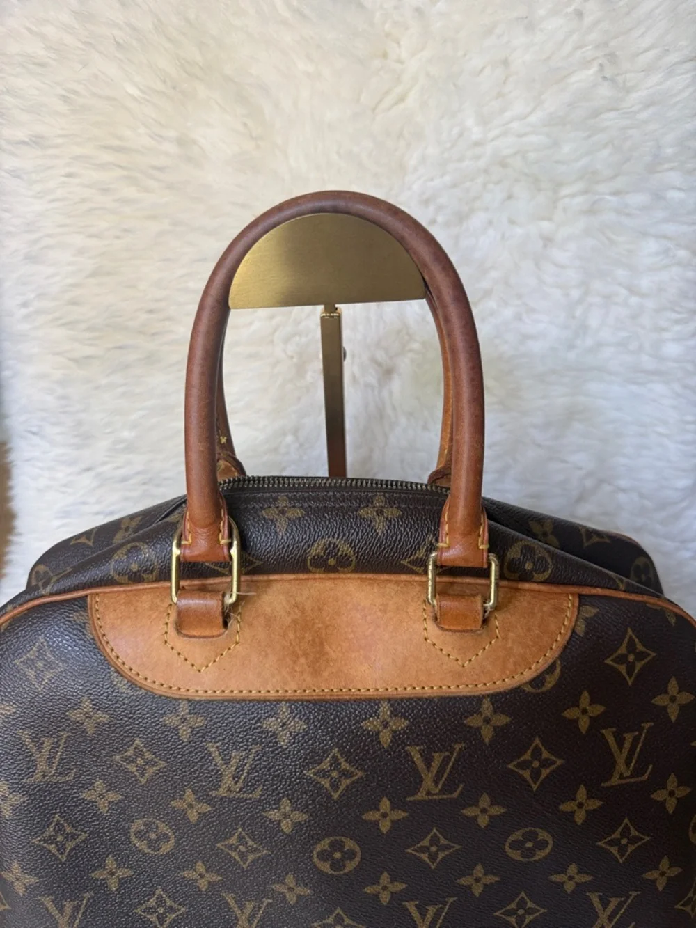 Louis Vuitton Monogram Deauville Top-Handle Satchel in Brown and Tan